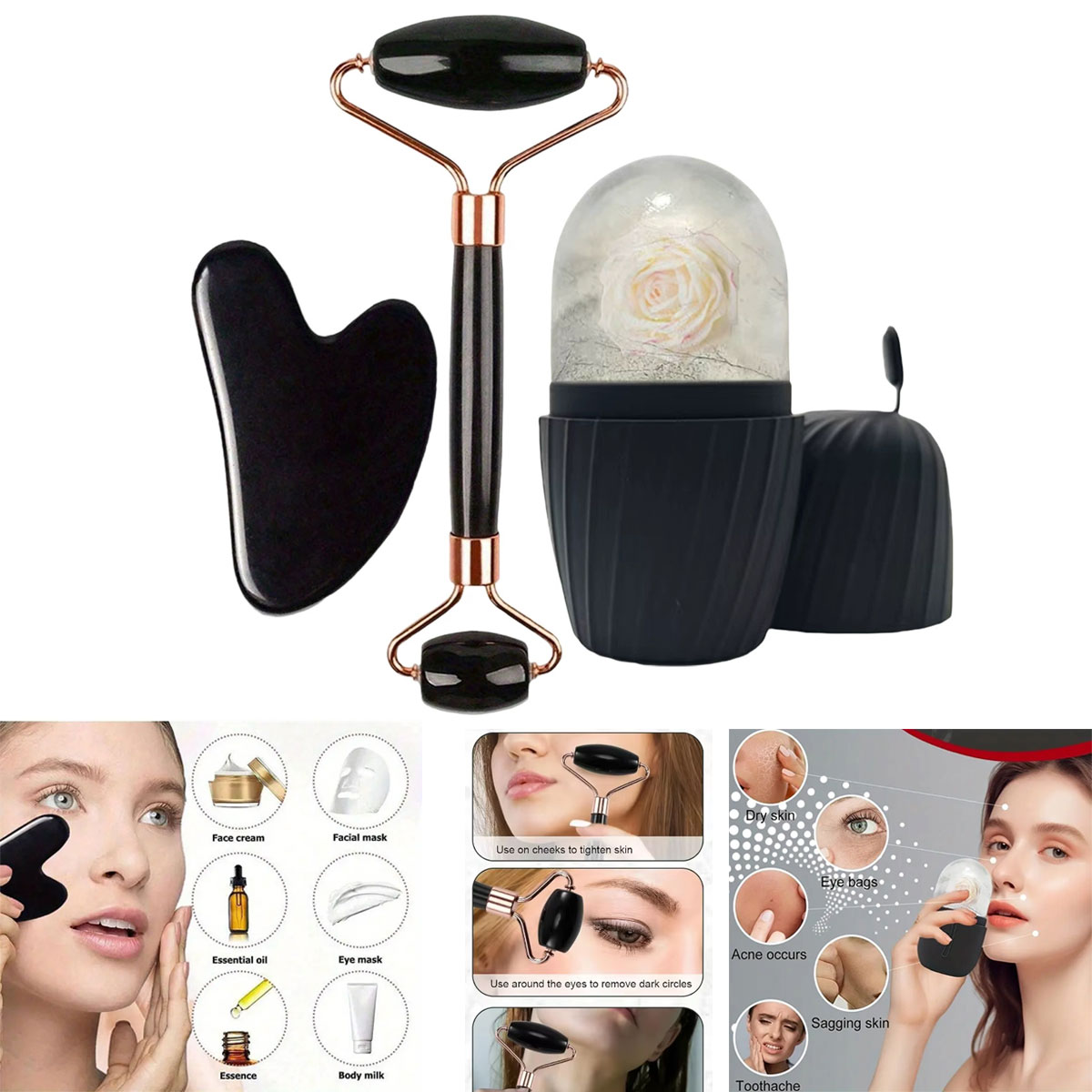 Skincare Ingredients Checker - Conjunto de Rolos Faciais de Gelo