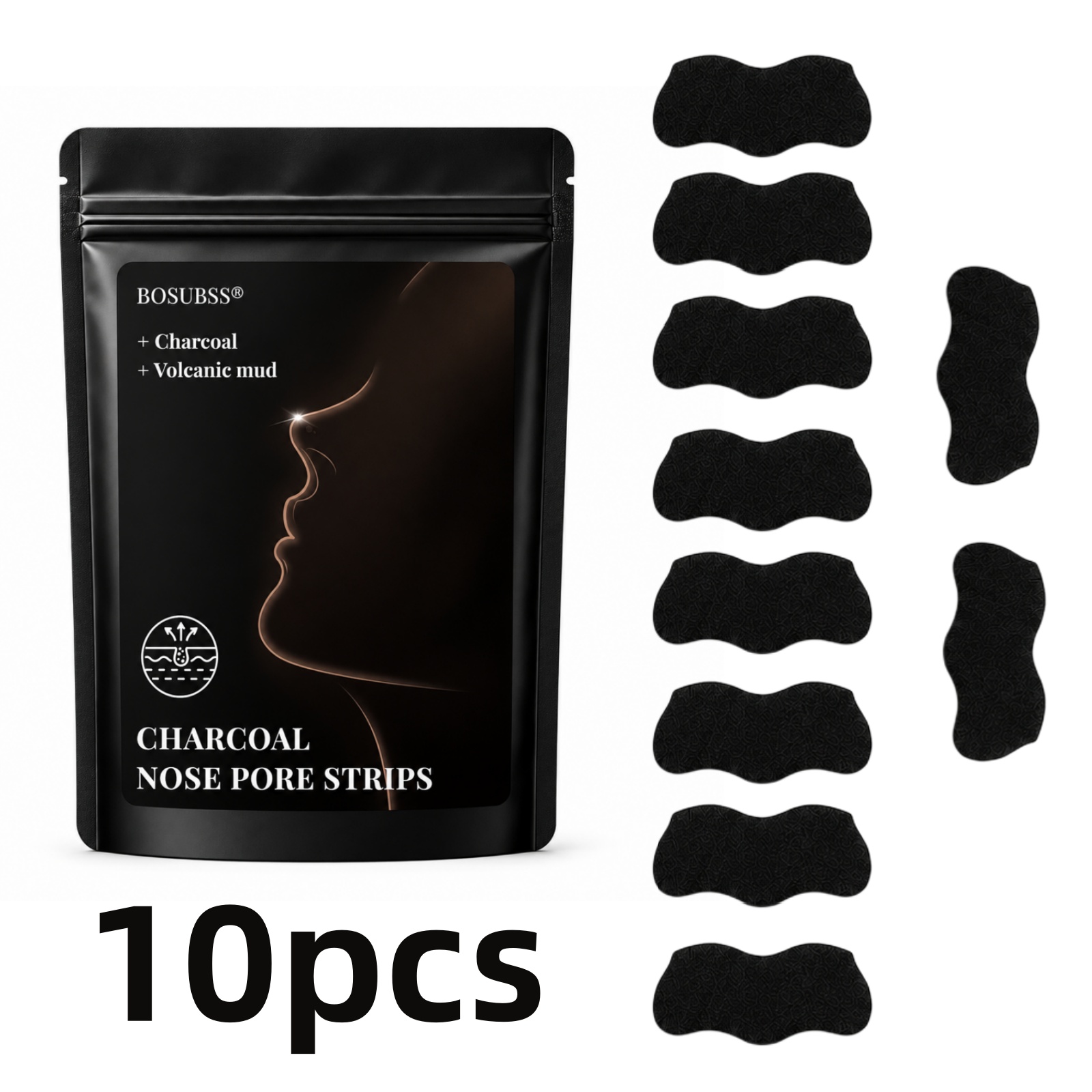 Charcoal Pore Strip - 10 Unidades de Tiras de Carvão