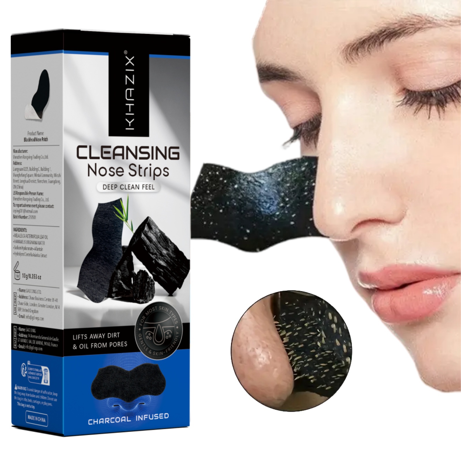 Charcoal Pore Strip - Tiras para o Nariz, Removedor de