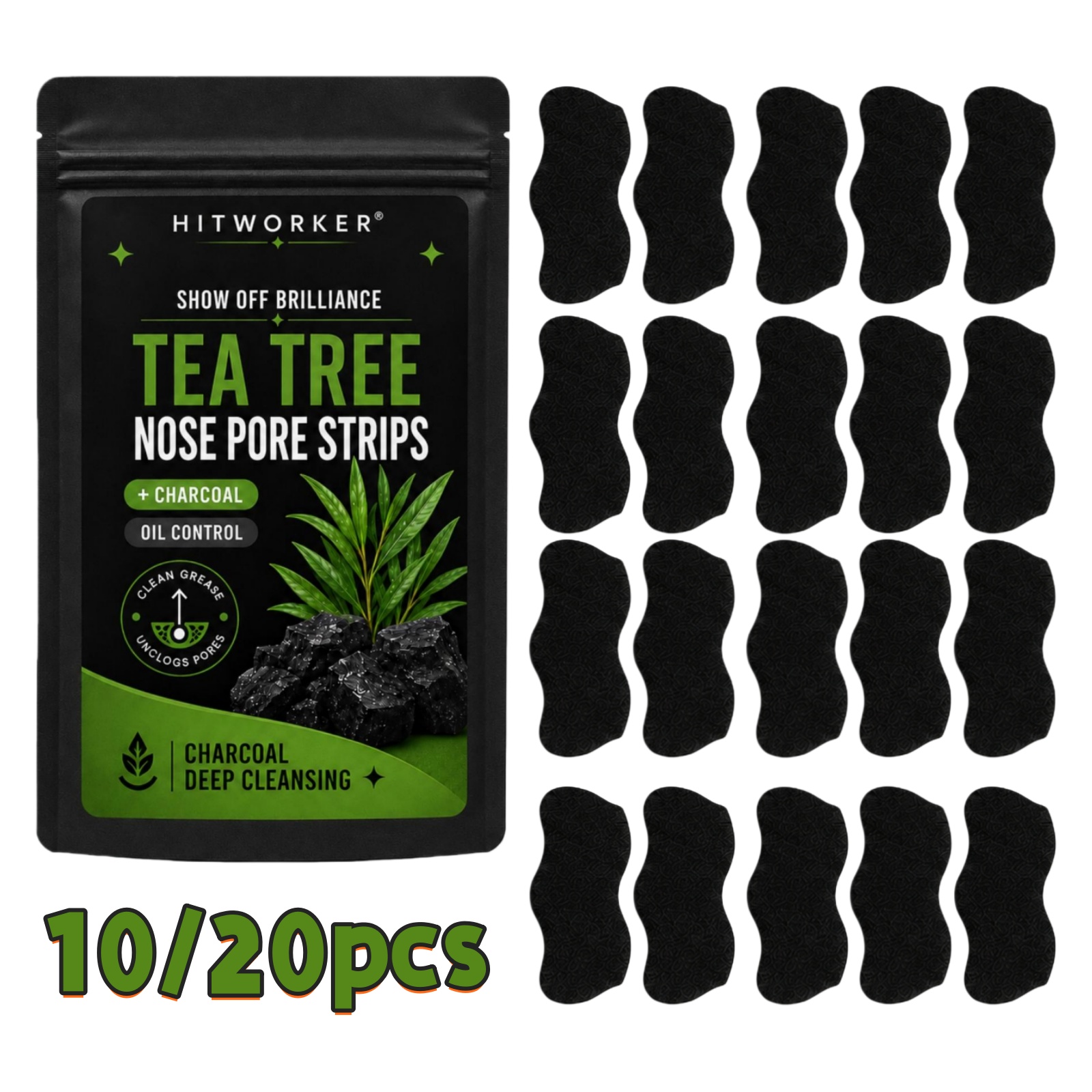 Charcoal Pore Strip - 10/20 Peças de Tiras Removedoras de